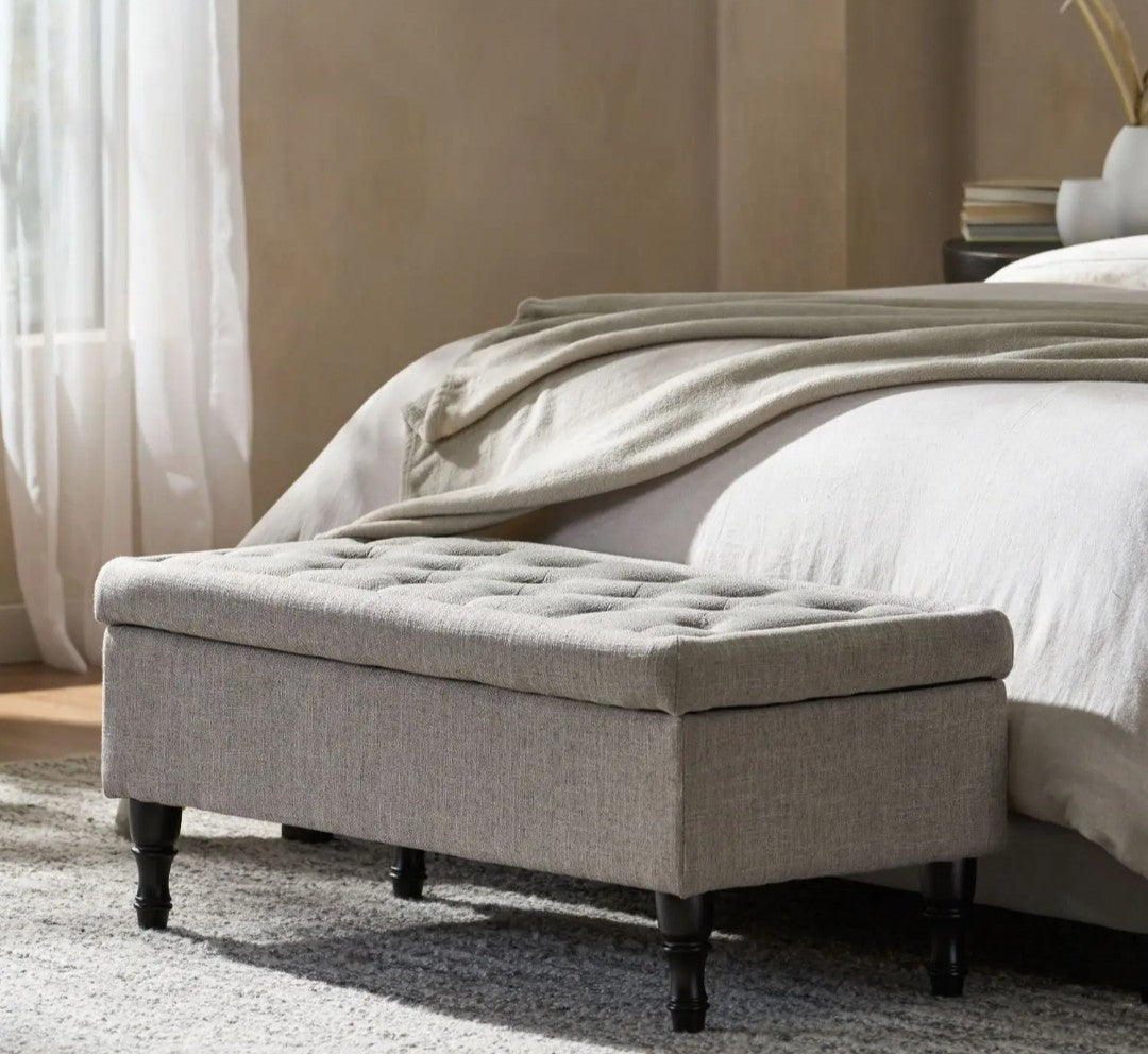 Stuffed ottoman storage bed
